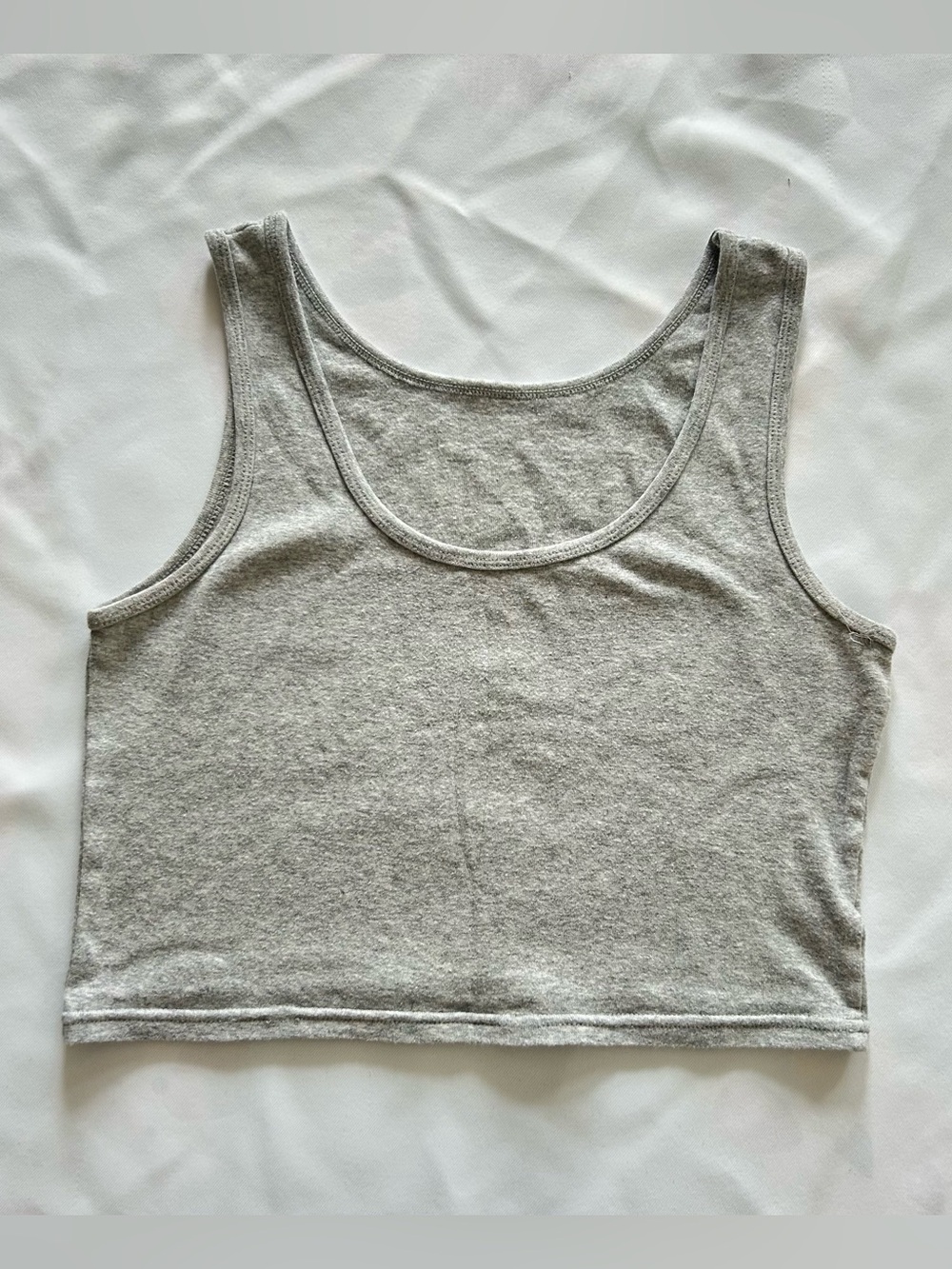 NWOT Small Gray Tank Crop Top Round Neck Solid Summer Beach Travel Sport Cruise